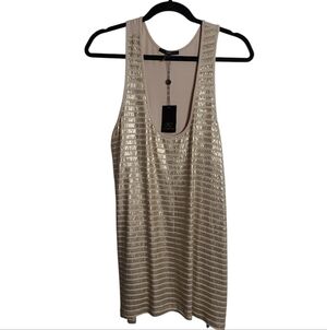 TART NWT Gold Sequin Tank Top With Cream Back Size Large